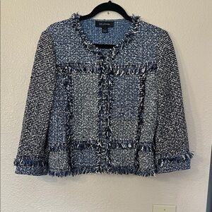 St. John Blue, Black and White Tweed Jacket